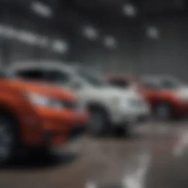 A vibrant image of the Nissan vehicles produced in Mississippi ready for distribution.