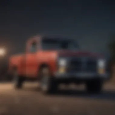 Vintage Nissan truck under starry night sky