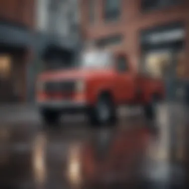 Urban Elegance: Vintage Nissan Truck Vintage Nissan truck in urban setting