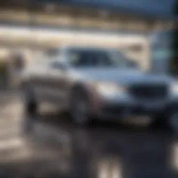 Sleek luxury car parked in front of Parker used car dealership