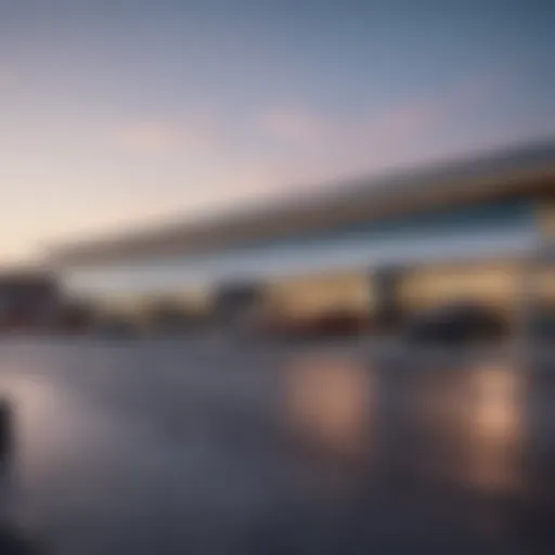 Exterior view of Pomoco dealership showcasing modern architecture