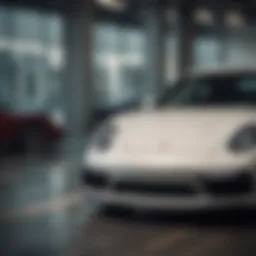 Sleek Porsche model on display at a dealership