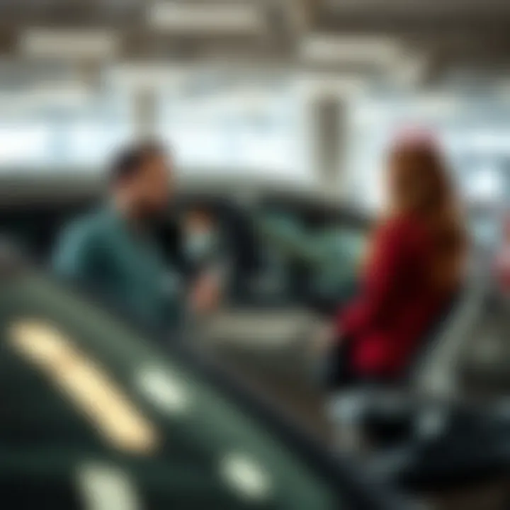 Customer service representative assisting a client at the dealership