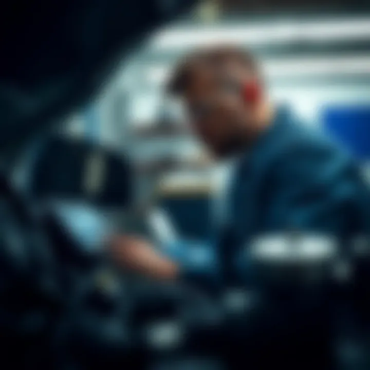 Technician performing vehicle diagnostics at Reed Lallier Chevrolet