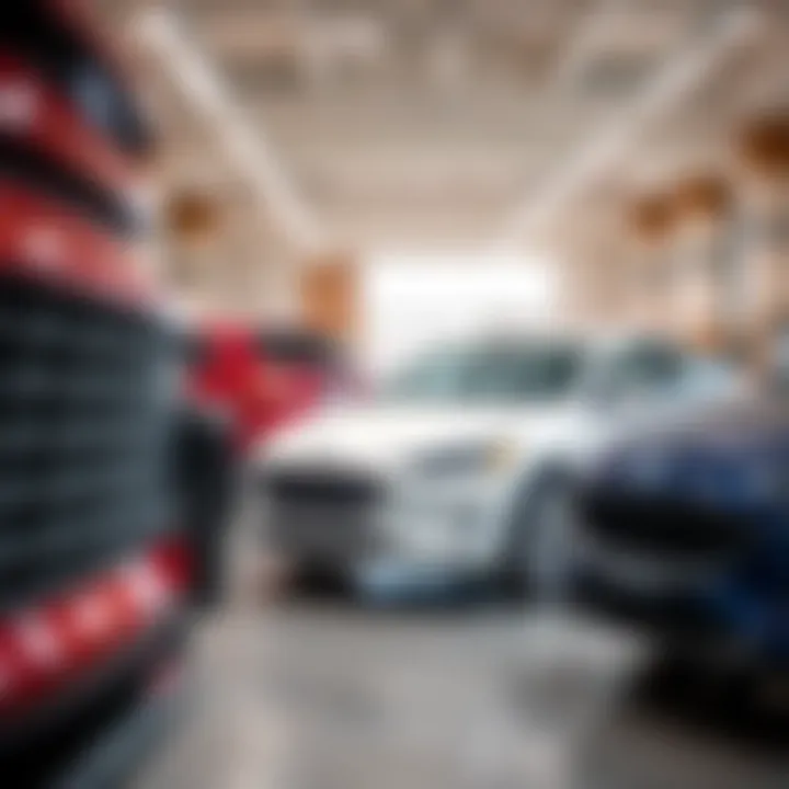 Latest Ford Models in Showroom Showroom displaying the latest Ford models and vehicles