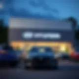 Exterior view of Route 2 Hyundai dealership showcasing modern architectural design and signage