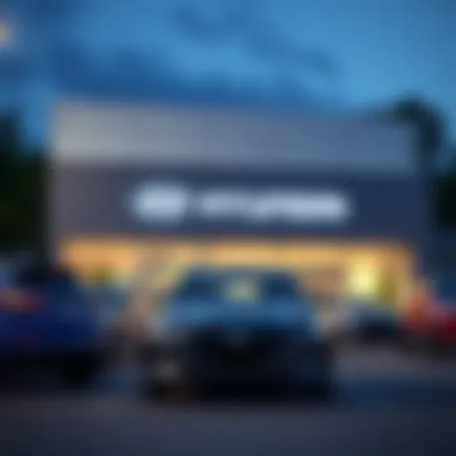 Route 2 Hyundai Dealership Exterior Exterior view of Route 2 Hyundai dealership showcasing modern architectural design and signage