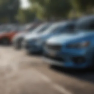 Diverse Subaru Models in Mexico A diverse group of Subaru models parked together