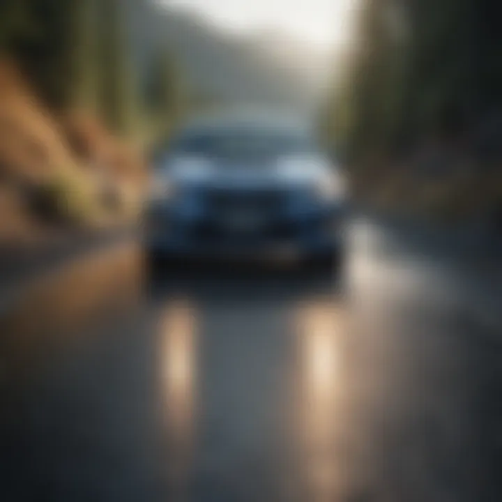 Subaru vehicle on a scenic drive showcasing performance