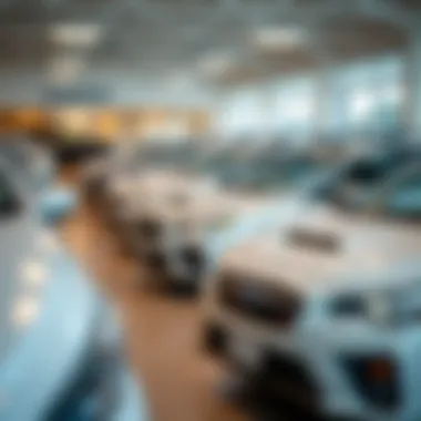Showroom display featuring a variety of Subaru vehicles available for sale