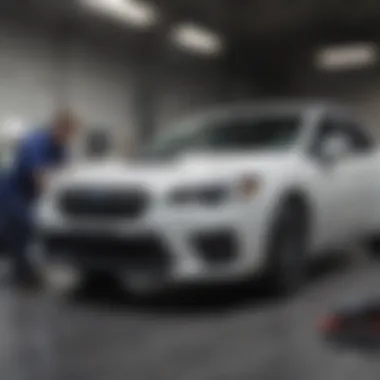 Expert Subaru Diagnostic Check Subaru technician performing diagnostic check