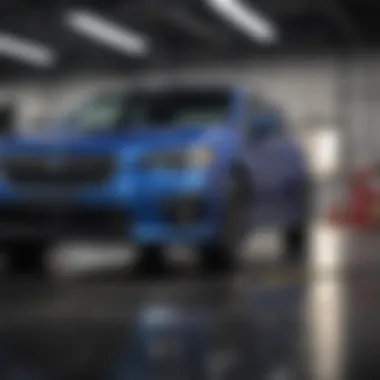 Thorough Subaru Vehicle Inspection Subaru vehicle undergoing meticulous inspection