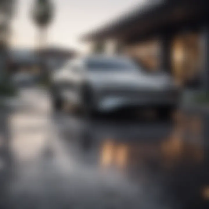 Lucid Air parked at a modern dealership with a sleek design