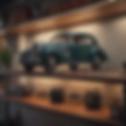 Historical representation of early car shelf designs showcasing vintage aesthetics.