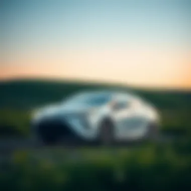 A scenic view of the Toyota Prius Hybrid on a green landscape representing its environmental impact