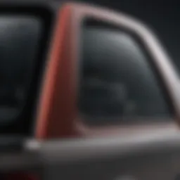 Close-up view of the rear glass on a 2015 Ford F150 showcasing its design features