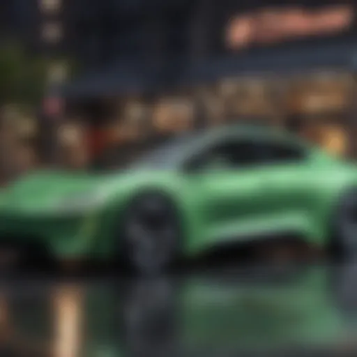 A sleek electric vehicle representing sustainability in the automotive industry