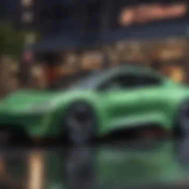 Electric Vehicle Symbolizing the Future of Sustainable Transportation A sleek electric vehicle representing sustainability in the automotive industry