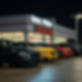 An automotive dealership with pricing signage