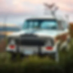 Classic Grand Wagoneer parked by a scenic landscape