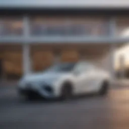 Exterior view of a Toyota Mirai dealership showcasing modern architecture