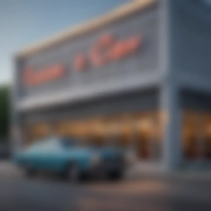 Vintage Car Dealership Facade