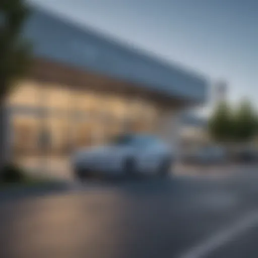 Exterior view of VW dealership in Portsmouth, NH showcasing modern architecture