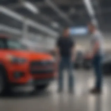 Customer interacting with service associate at Walmart Auto Center